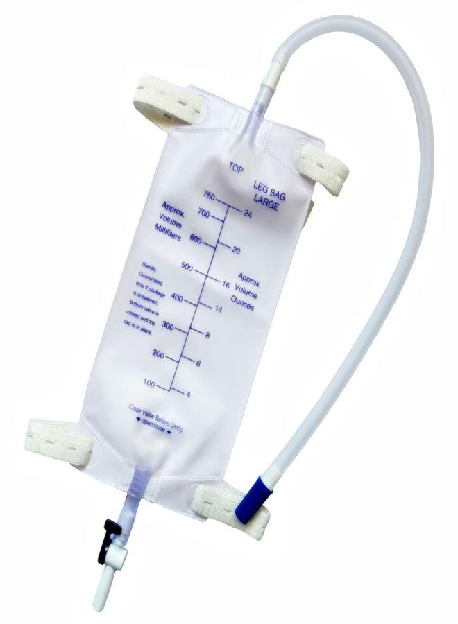 lifevv 3 Pack 750ml Catheter Leg Bag Urinary Drainage Bag, with 3 Eighteen-inch Tubing, Anti-Reflux Valve, Cloth Straps,Easy Lever Outlet Tap - Image 1